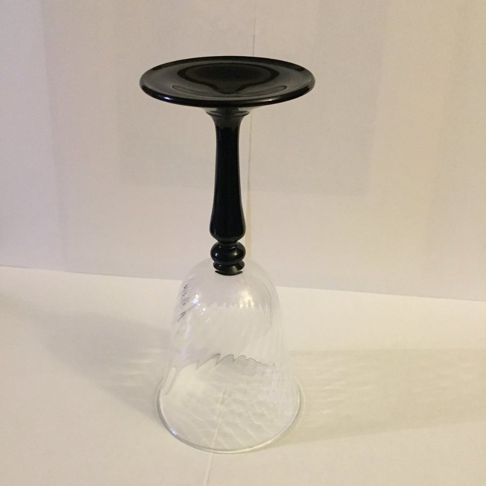 Vintage Luminarc Onyx Black Stem Wine Glasses - Picture 2 of 9